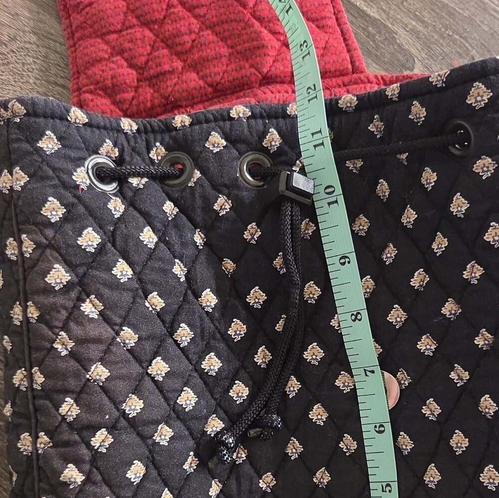 Vtg Vera Bradley Minil Drawstring Backpack "Classic Black" Retired 100% Cotton - Picture 6 of 8